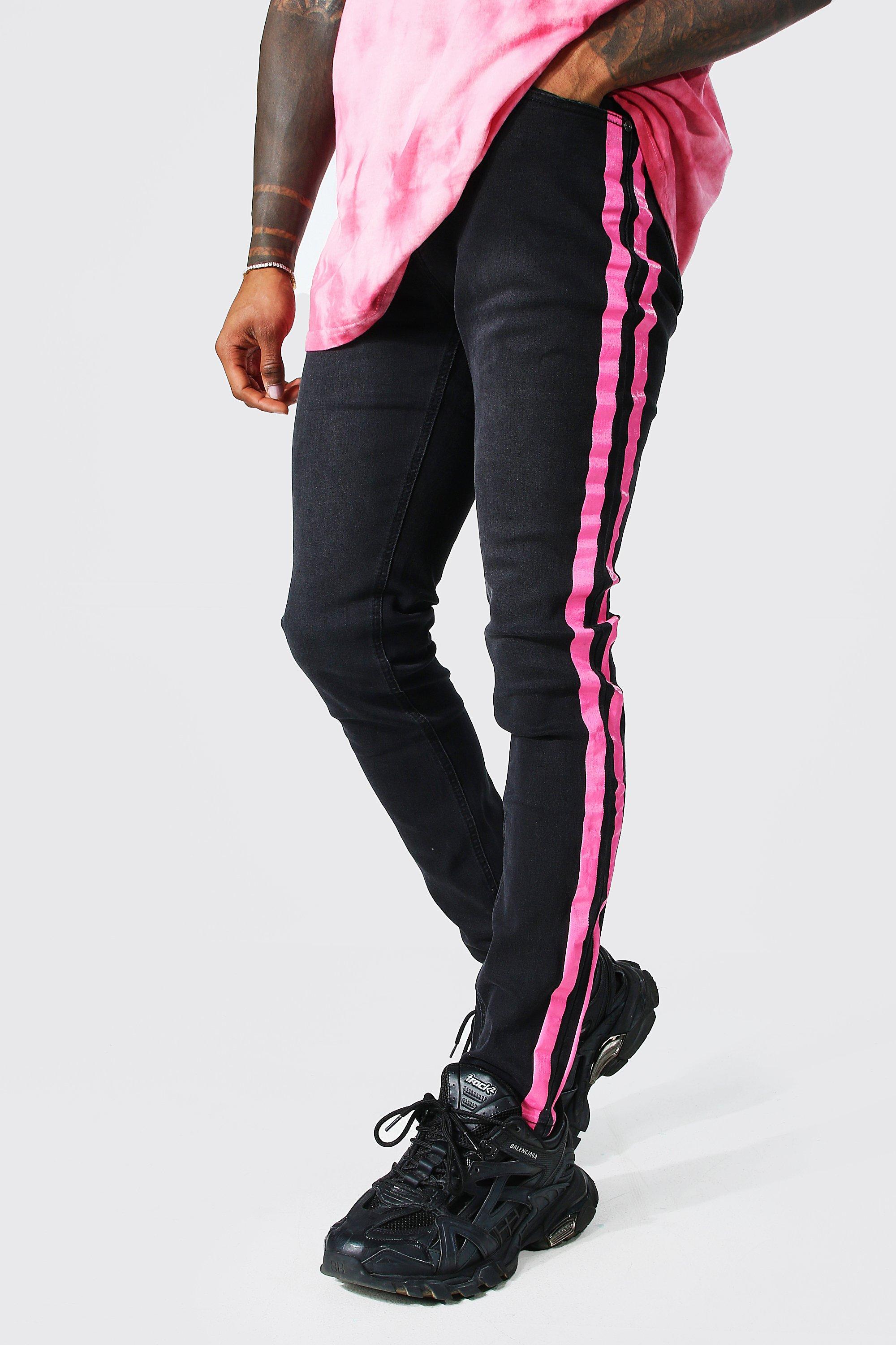 Jeans with best sale pink side stripe